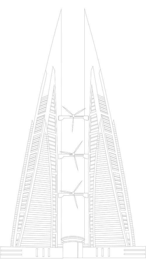 bahrain wtc line drawing