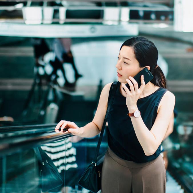 woman talking on phone 